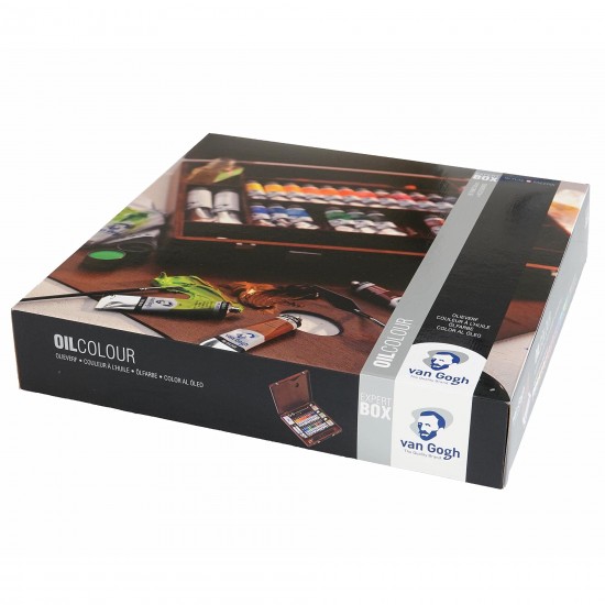 Van Gogh Oil Color Paint, 24x20ml Tubes + 2x60ml Tubes + Accessories, Wooden Box Expert Set